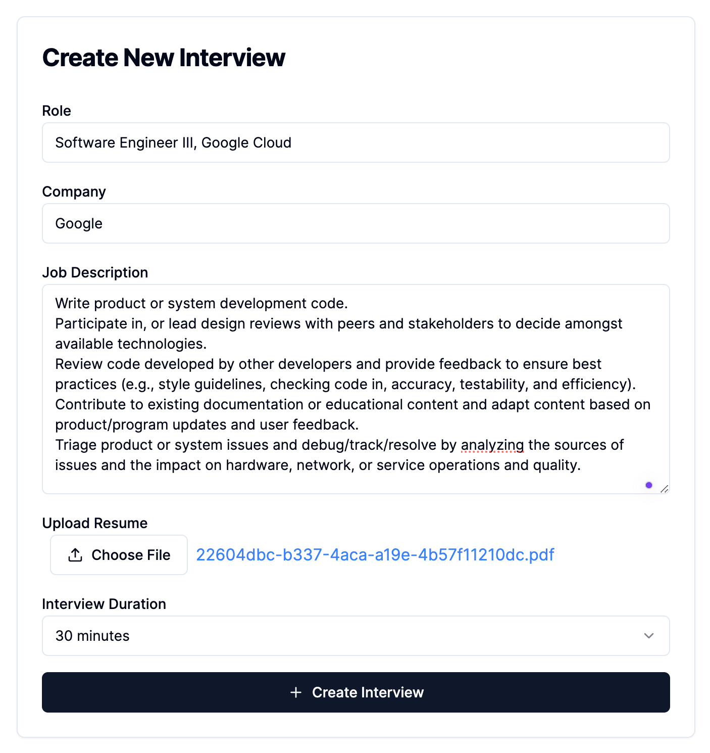 Create Interview